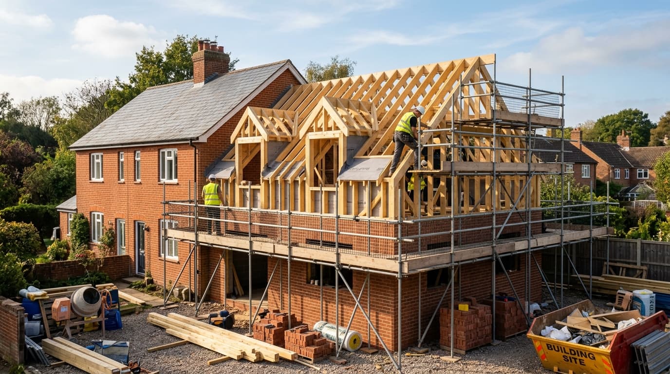Residential house extension and construction in progress by SYR Building